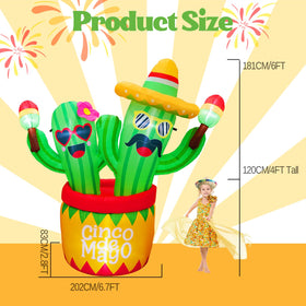 Parayoyo inflatable cactus with 5 LEDs for vibrant day and night photos