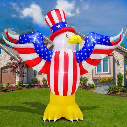 PARAYOYO 8Ft flying bald eagle inflatable for outdoor patriotic display.