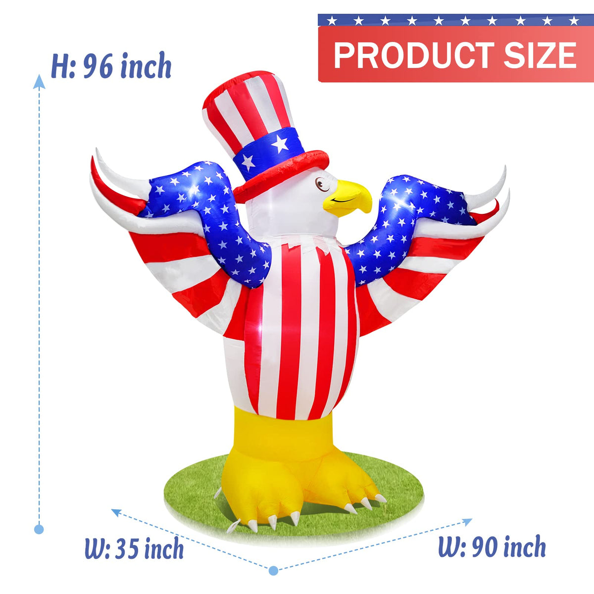 PARAYOYO LED-lit bald eagle inflatable for night-time visibility.