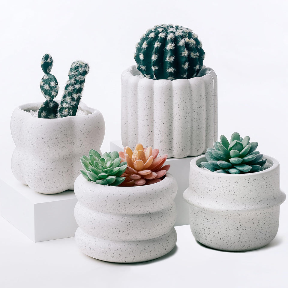 Parlamain ceramic succulent pot 4x4 inch with terrazzo finish for stylish indoor display