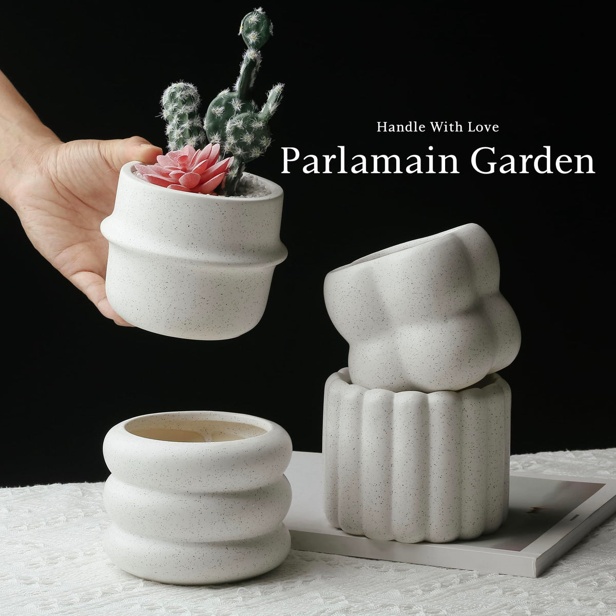 Parlamain artisan-crafted ceramic planters fired at high temperature for durability
