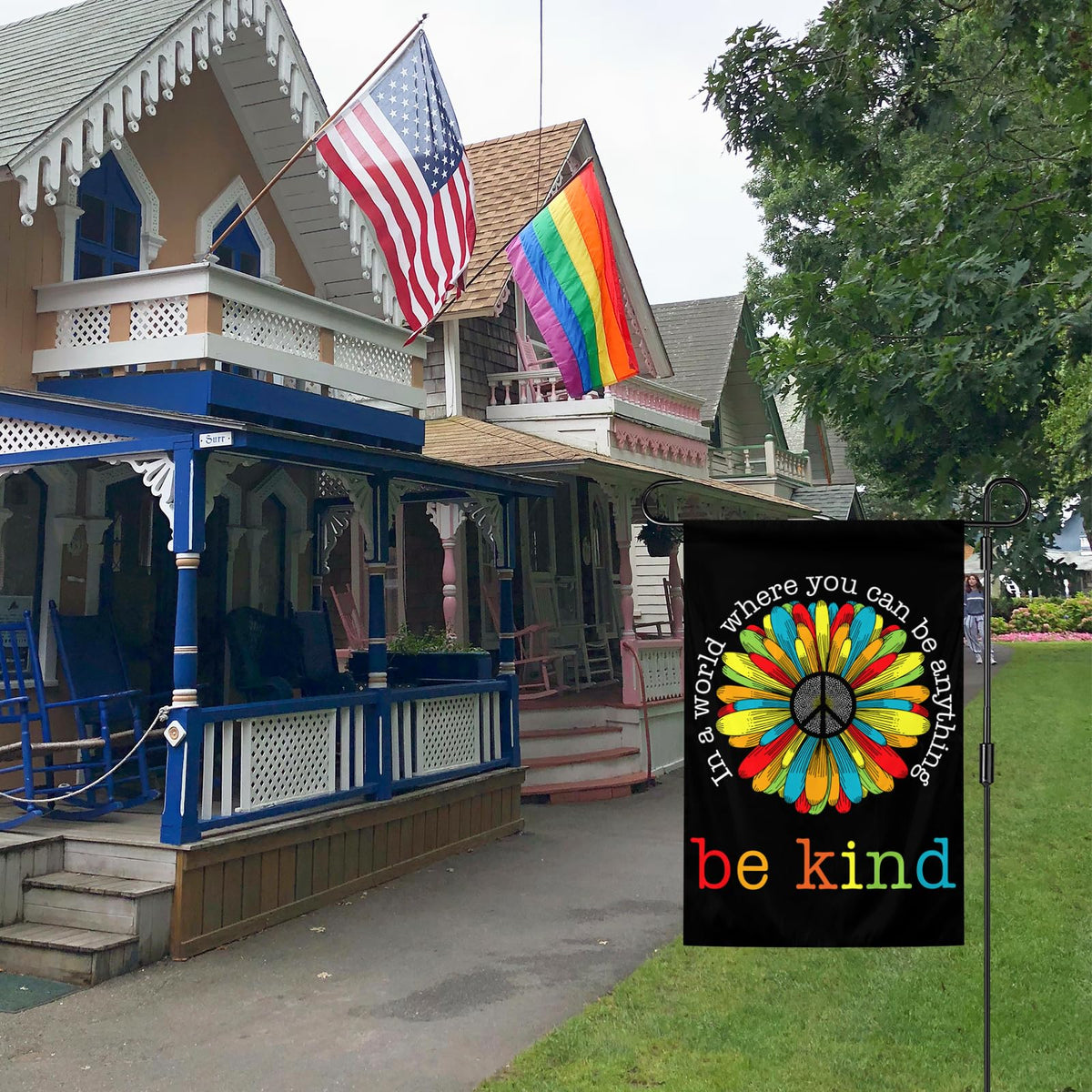 Parrekek pride flag displayed on porch and balcony