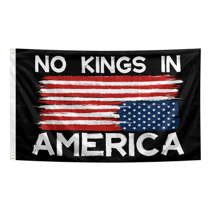 Parrekek No Kings In America flag on flagpole, durable outdoor display