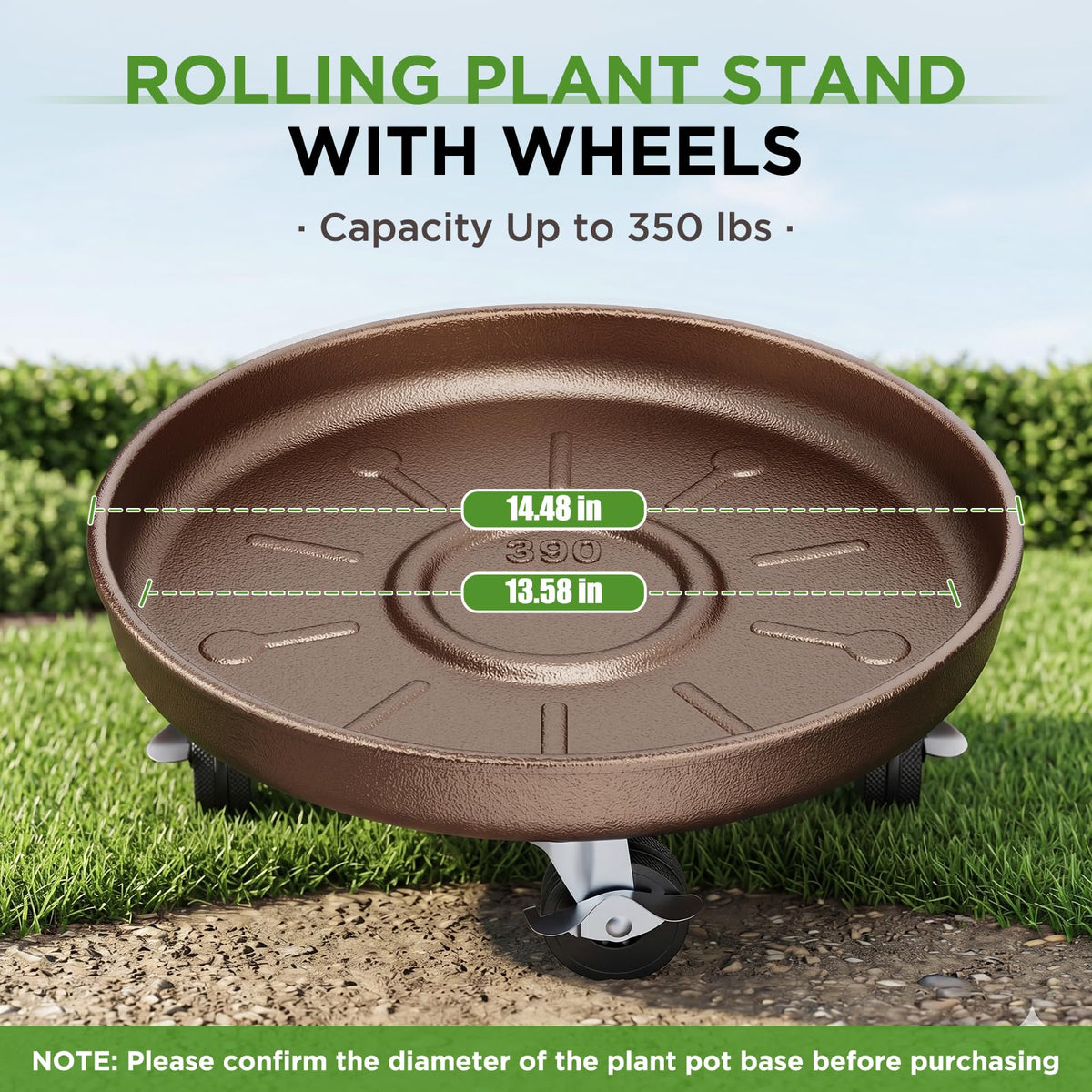 Parsagi rolling plant stand with locking brakes for secure placement.