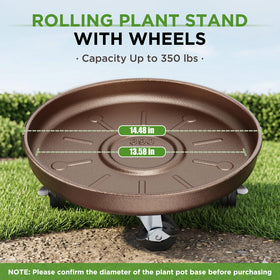 Parsagi rolling plant stand with locking brakes for secure placement.