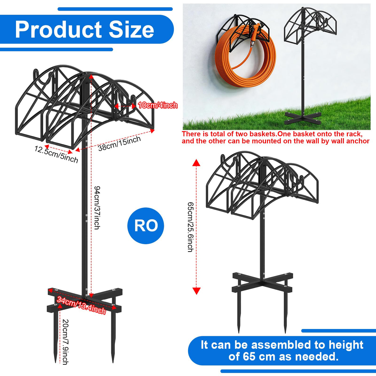 ParseBio two-hose baskets storage on a freestanding rack