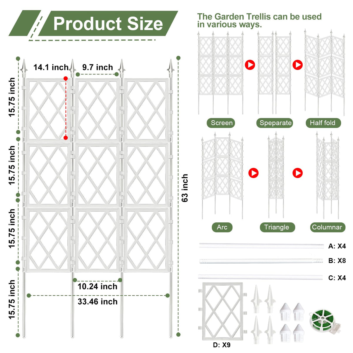 ParseBio white metal trellis for climbing plants adds sturdy vertical support