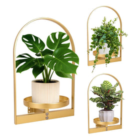 PARTNERJOY 3-pack gold wall plant holder with arch design for stylish indoor display.