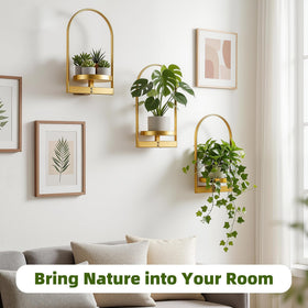 PARTNERJOY gold wall planters add depth and warmth to rooms.