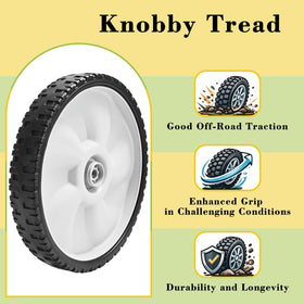 Parts Camp 11-inch wheel with deep tread, reliable grip on varied surfaces.