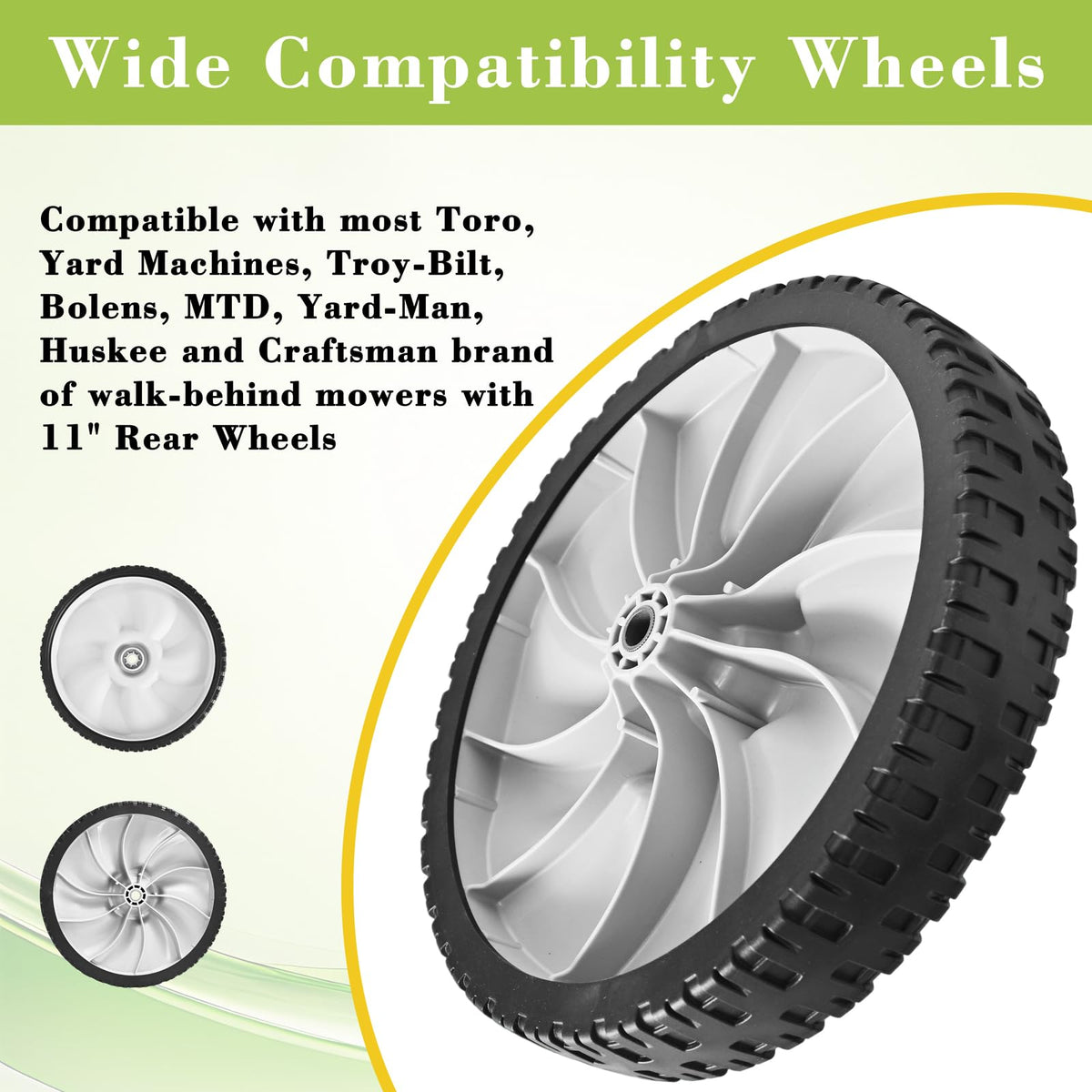 Parts Camp rear wheel with 1/2-inch hub ensures smooth axle compatibility.