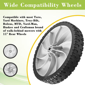 Parts Camp rear wheel with 1/2-inch hub ensures smooth axle compatibility.