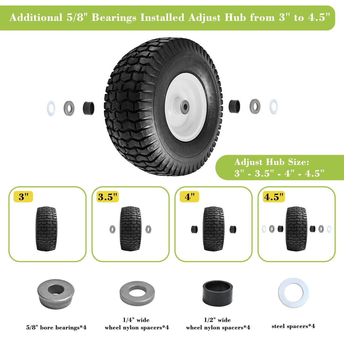 Parts Camp bearing set with spacers for easy customization