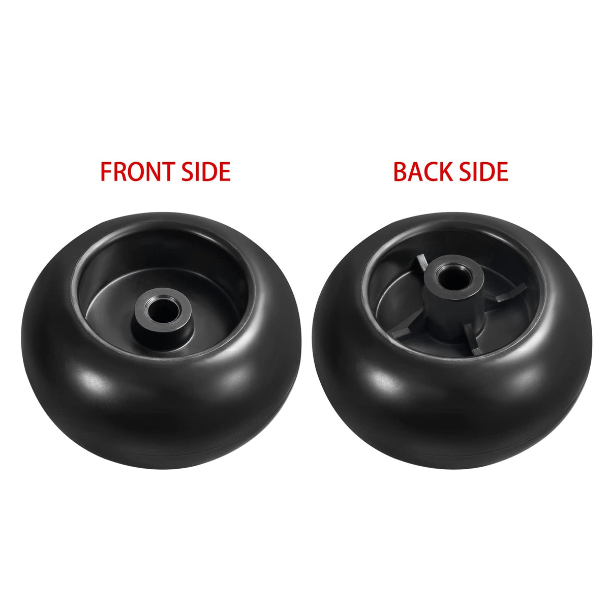 Parts Camp deck wheels PVC close-up—durable material for lasting use.