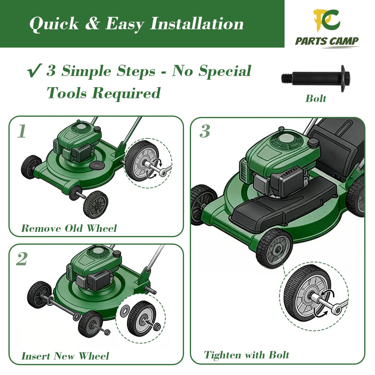 Parts Camp pack of two mower wheels for replacement