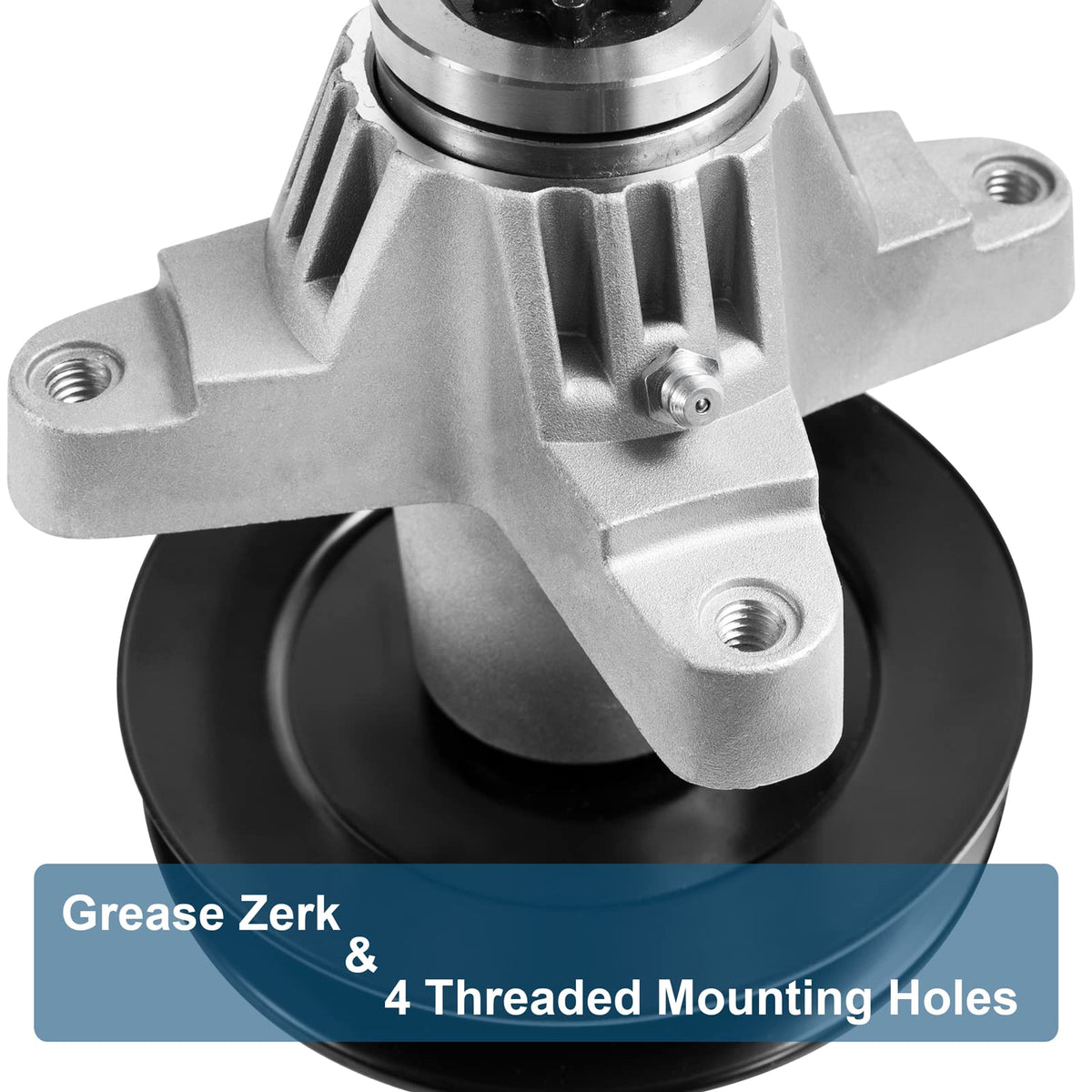 Parts Camp pre-installed 5.38-inch pulley illustrates smooth blade rotation