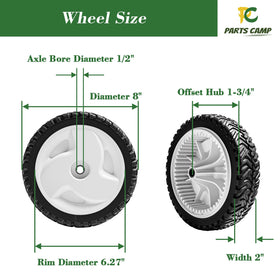 Parts Camp Toro 22 inch Recycler wheels eight inch diameter