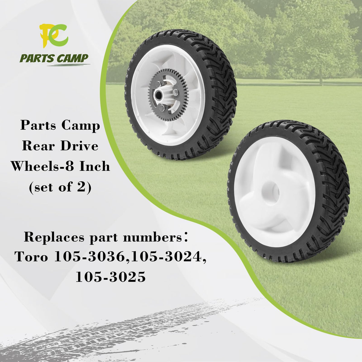 Parts Camp 52-teeth metal gear rear wheel for Toro mowers.