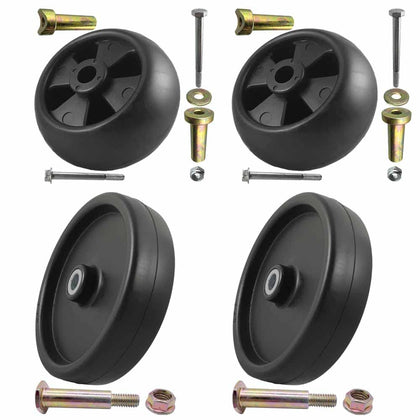 Parts 4 Outdoor deck wheels front assembly for JD decks, improves mowing control.