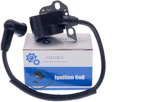 PARTSRUN ignition coil with boot for STIHL BR340 close-up reveals robust connector and reliable spark path