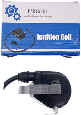 PARTSRUN ignition coil with boot for STIHL BR380 close-up highlights snug boot seal and consistent performance