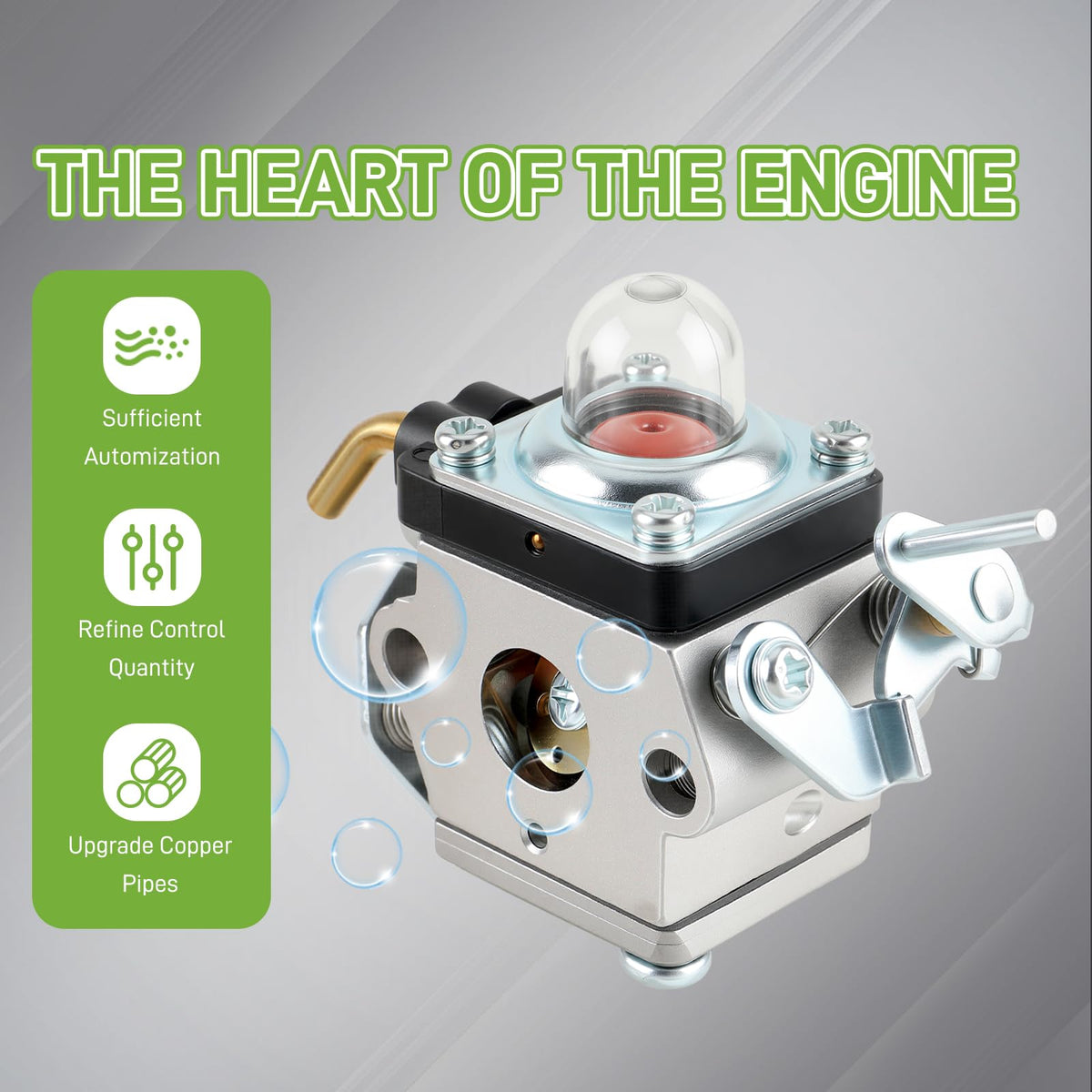 Partszen 545008097 carburetor kit for Husqvarna 129R, complete kit with lines.