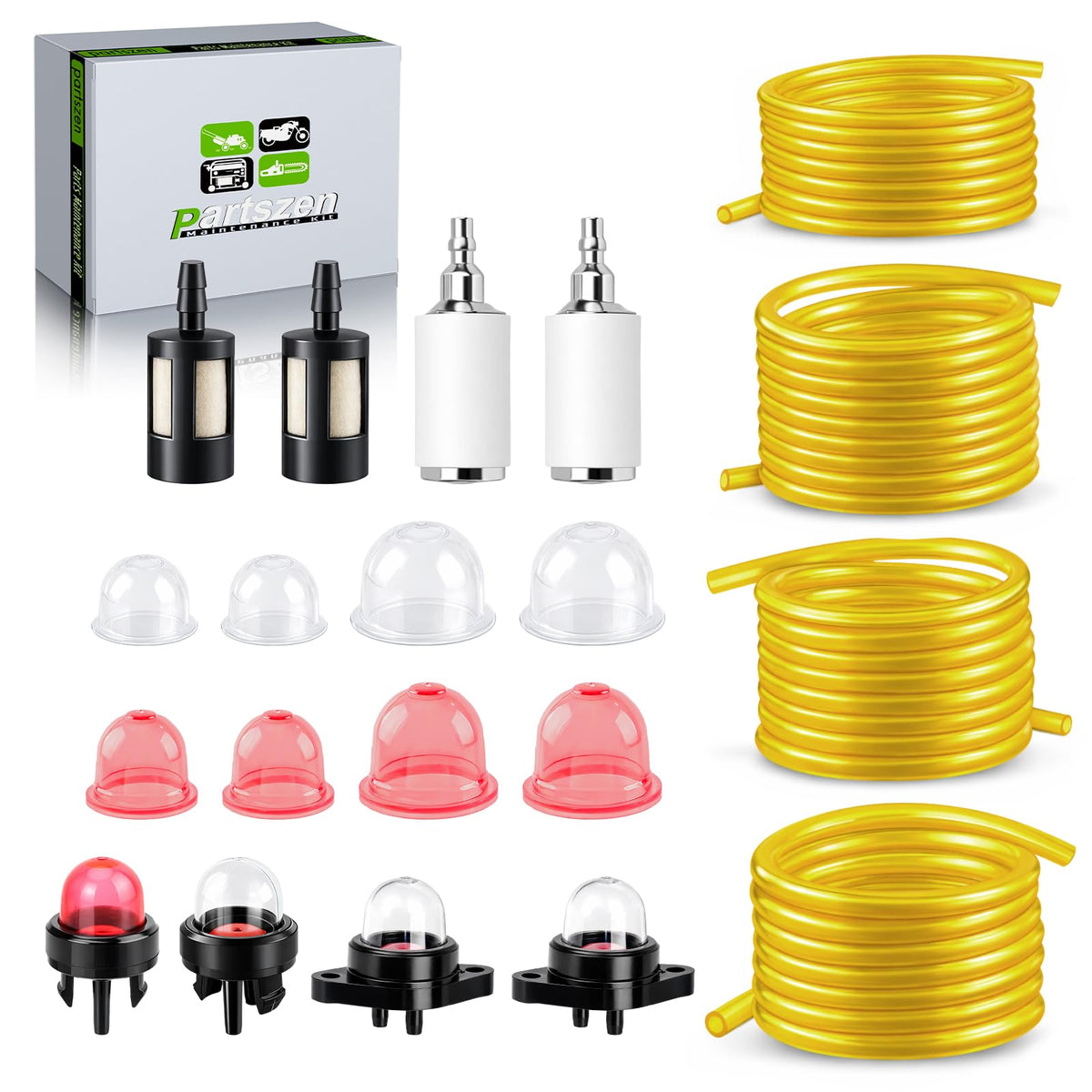 partszen fuel line kit with four sizes for versatile small engine fuel delivery