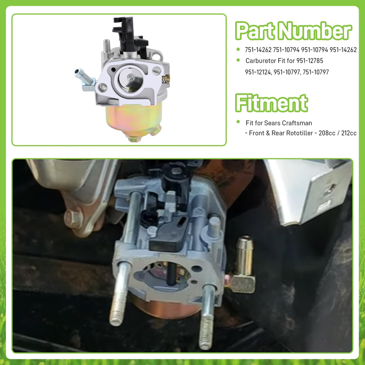 Partszen packaged kit open view shows complete replacement set for tillers.