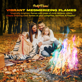 Party Flames packets used in an indoor fireplace with proper ventilation.