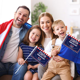 Party Greeting bright red, white, and blue colors stay vivid during gatherings.