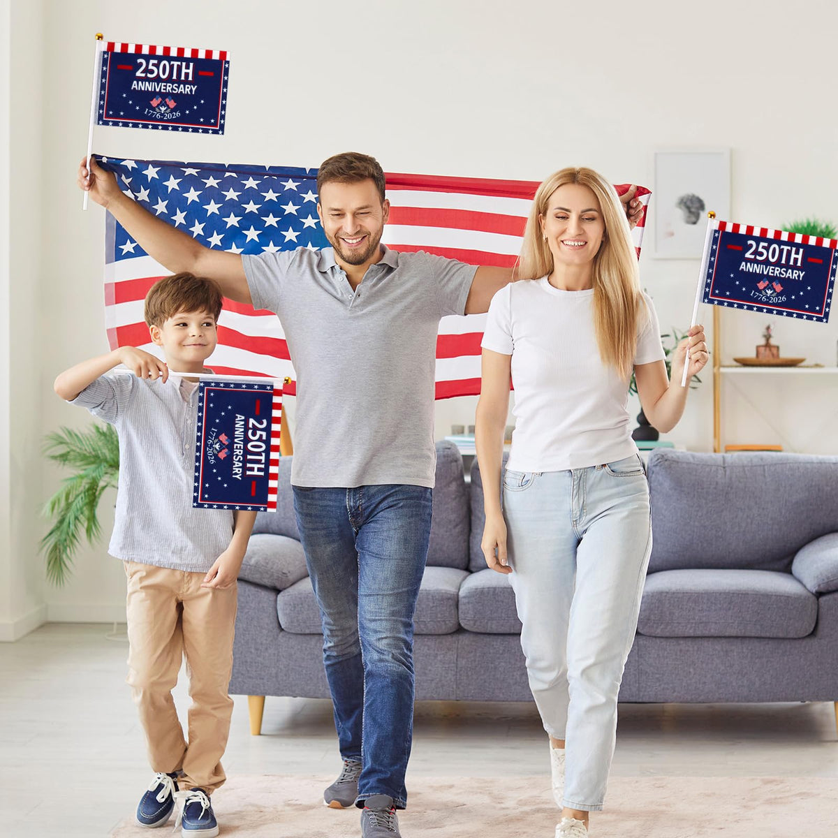 Party Greeting classroom patriotic decor flags inspire national pride.