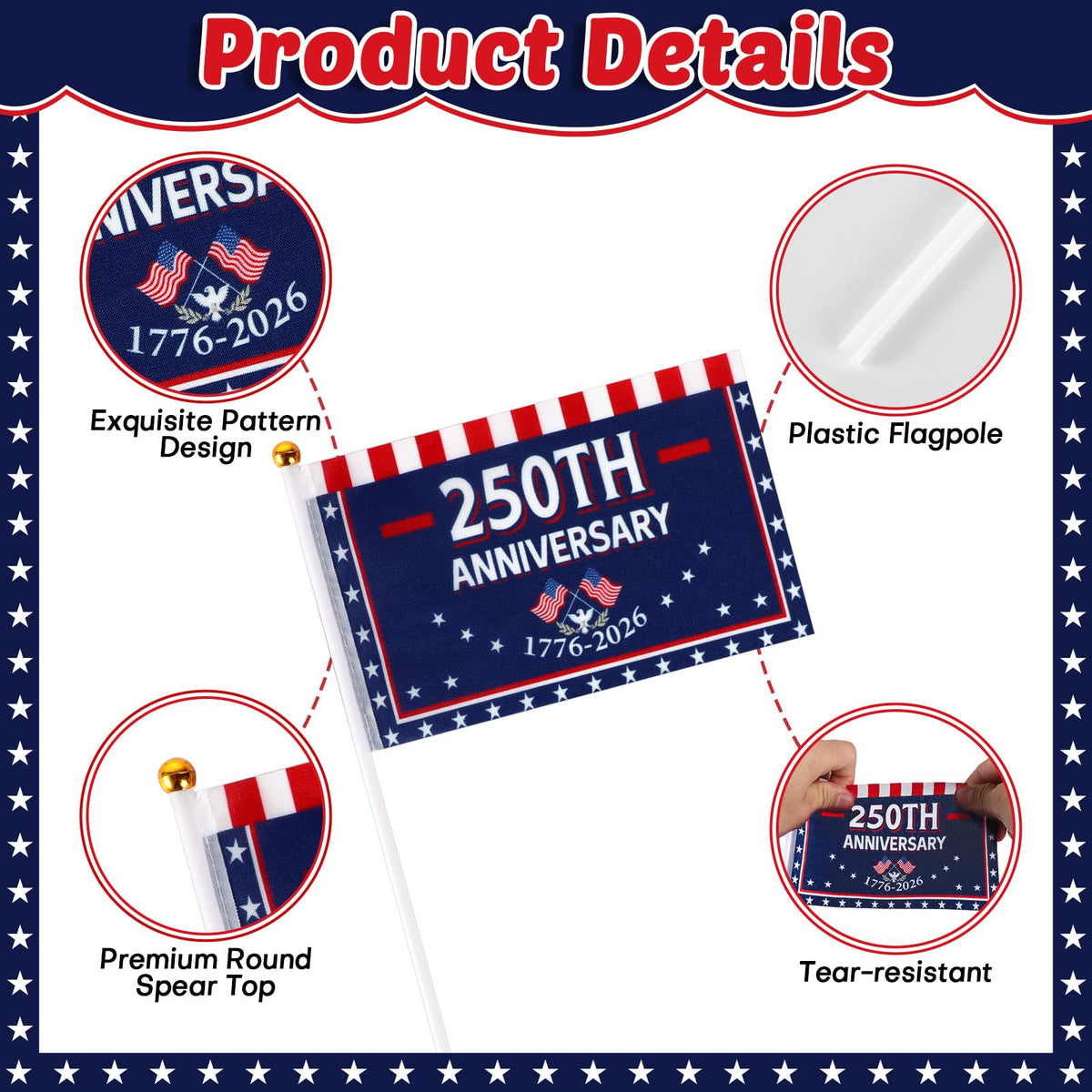 Party Greeting handheld USA flags for parades and classroom decor.