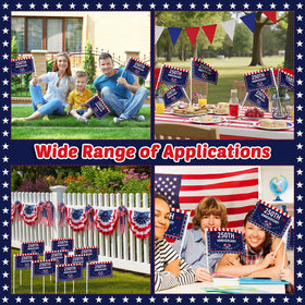 Party Greeting lawn flags create welcoming outdoor patriotic displays.