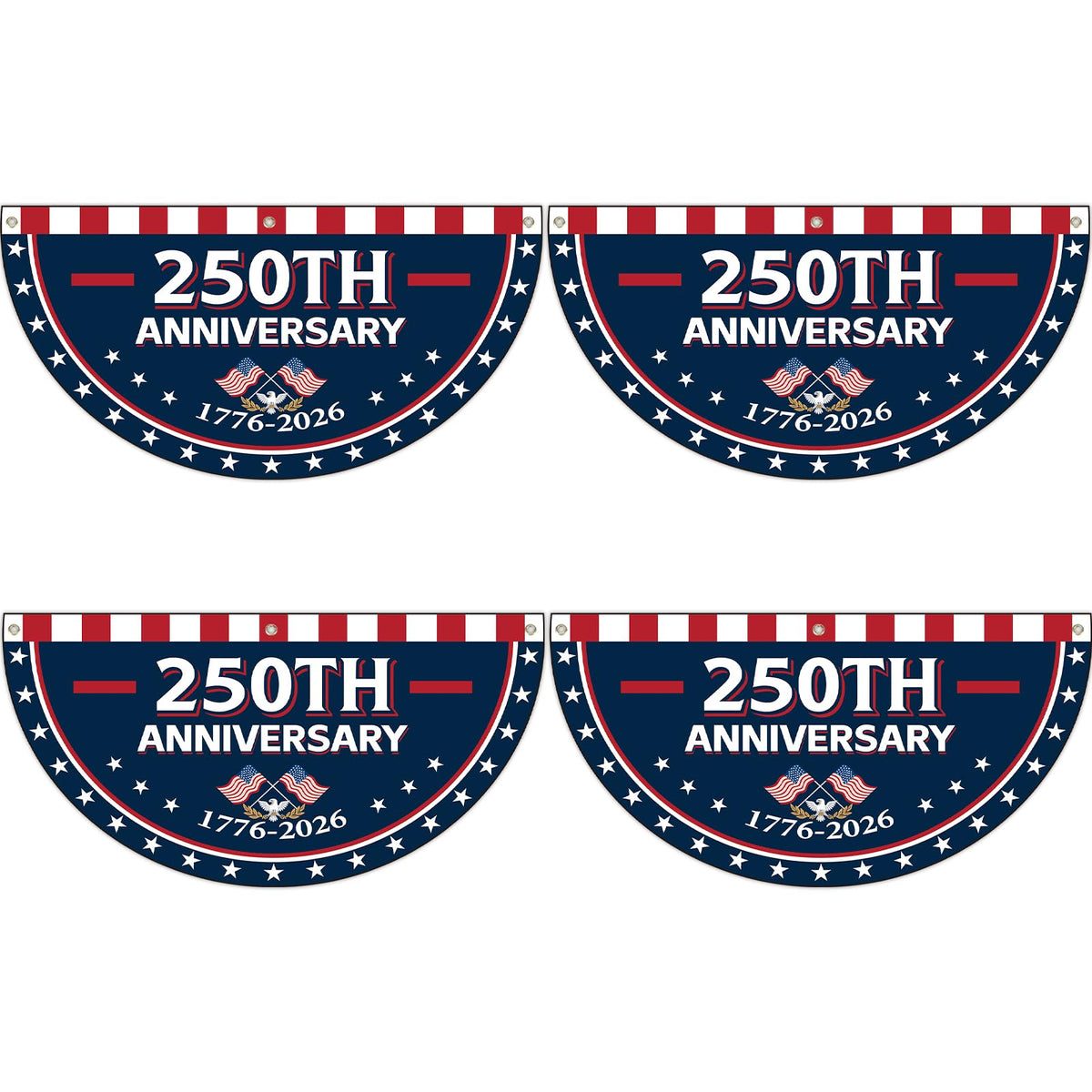 Party Greeting USA 250th anniversary banner 3x6ft bright bunting for celebrations.