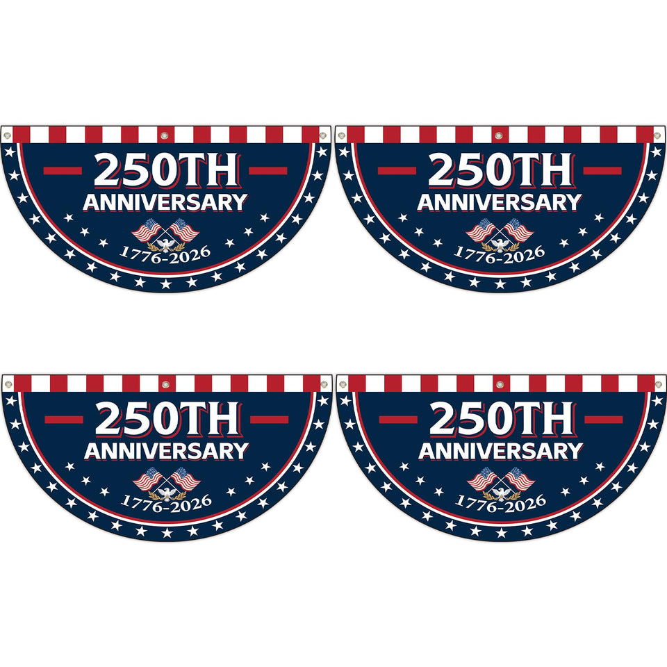 Party Greeting USA 250th anniversary banner 3x6ft bright bunting for celebrations.