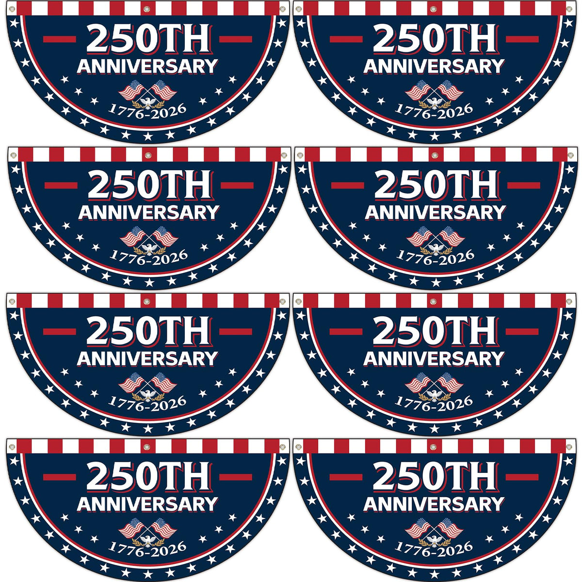 Party Greeting USA 250th anniversary fan flag 3x1.5ft, ideal for outdoor patriotic celebrations.
