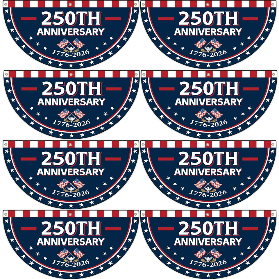 Party Greeting USA 250th anniversary fan flag 3x1.5ft, ideal for outdoor patriotic celebrations.