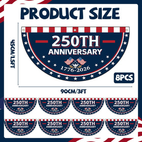 Party Greeting 8-panel flag bunting, vibrant red, white, blue for porch or yard decor.