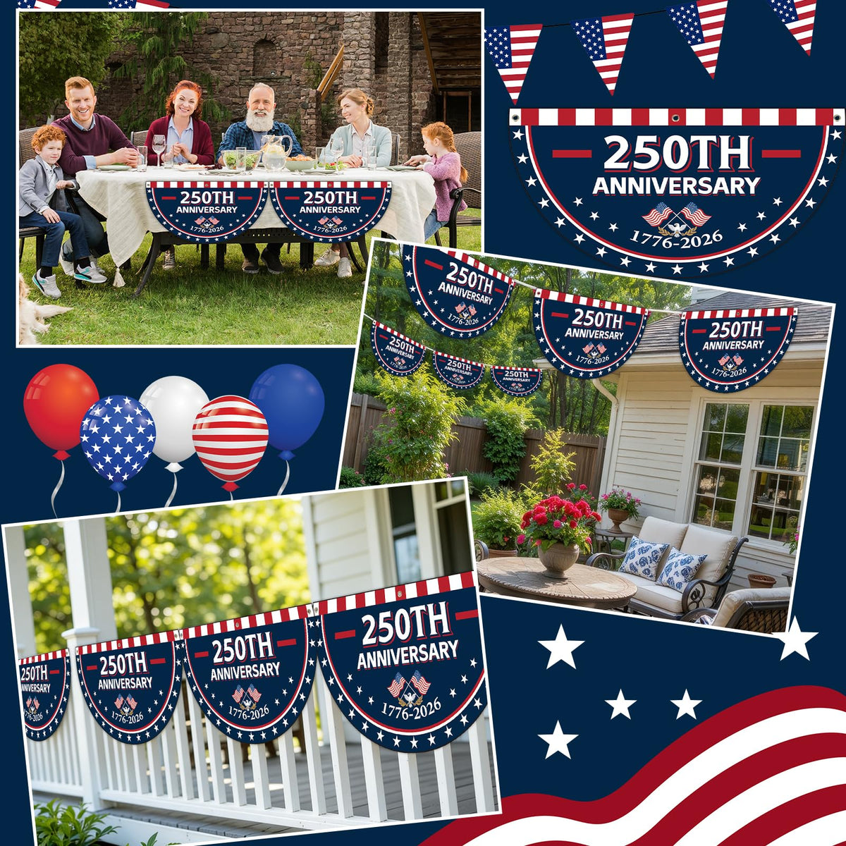 Party Greeting 3x1.5ft fan flags decorate indoor or outdoor spaces for celebrations.