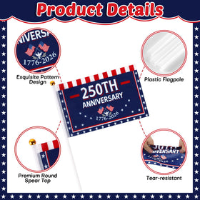 Party Greeting wooden stick with gold finial supports durable patriotic displays.