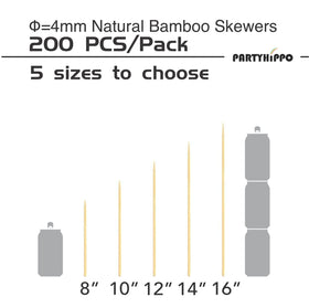 PARTYHIPPO 4mm thick bamboo skewers for sturdy kebabs