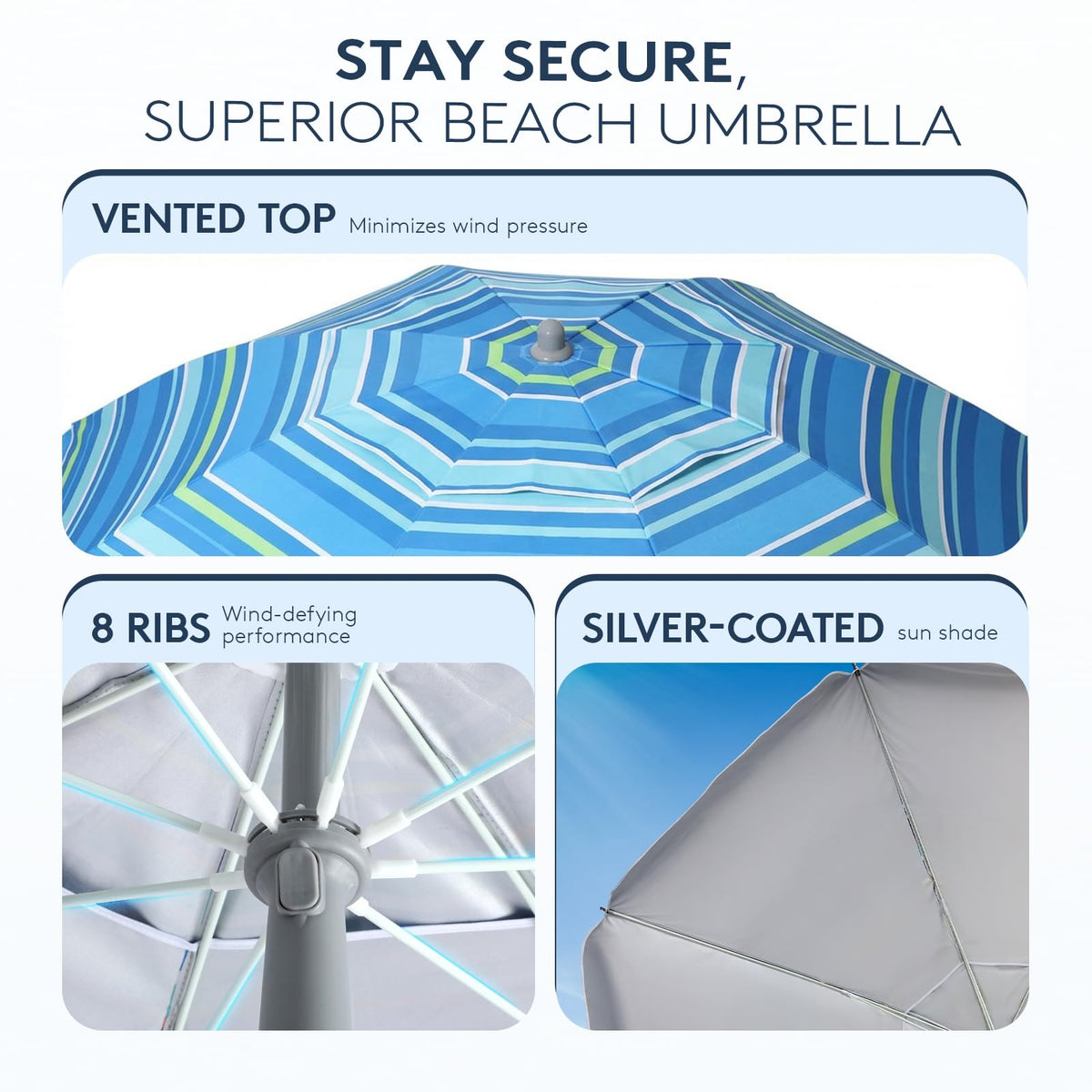 PASAMIC wind-vented canopy design promotes airflow and cooler shade.