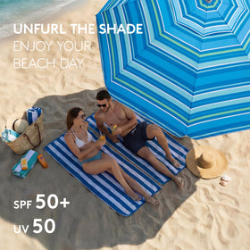PASAMIC 7ft umbrella with silver-coated canopy blocks UV rays.