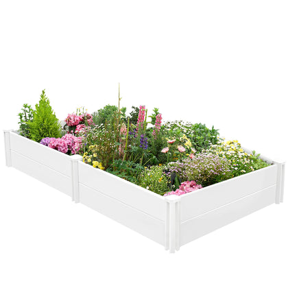 PASAMIC 8x4x1ft raised garden bed, front view, durable vinyl for outdoor use.