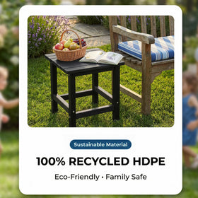PASAMIC Adirondack square table durable HDPE, long-lasting performance.