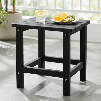 PASAMIC Adirondack square table front view, durable outdoor end table for drinks.