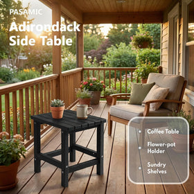 PASAMIC Adirondack square table jet black color, color-retaining outdoor finish.