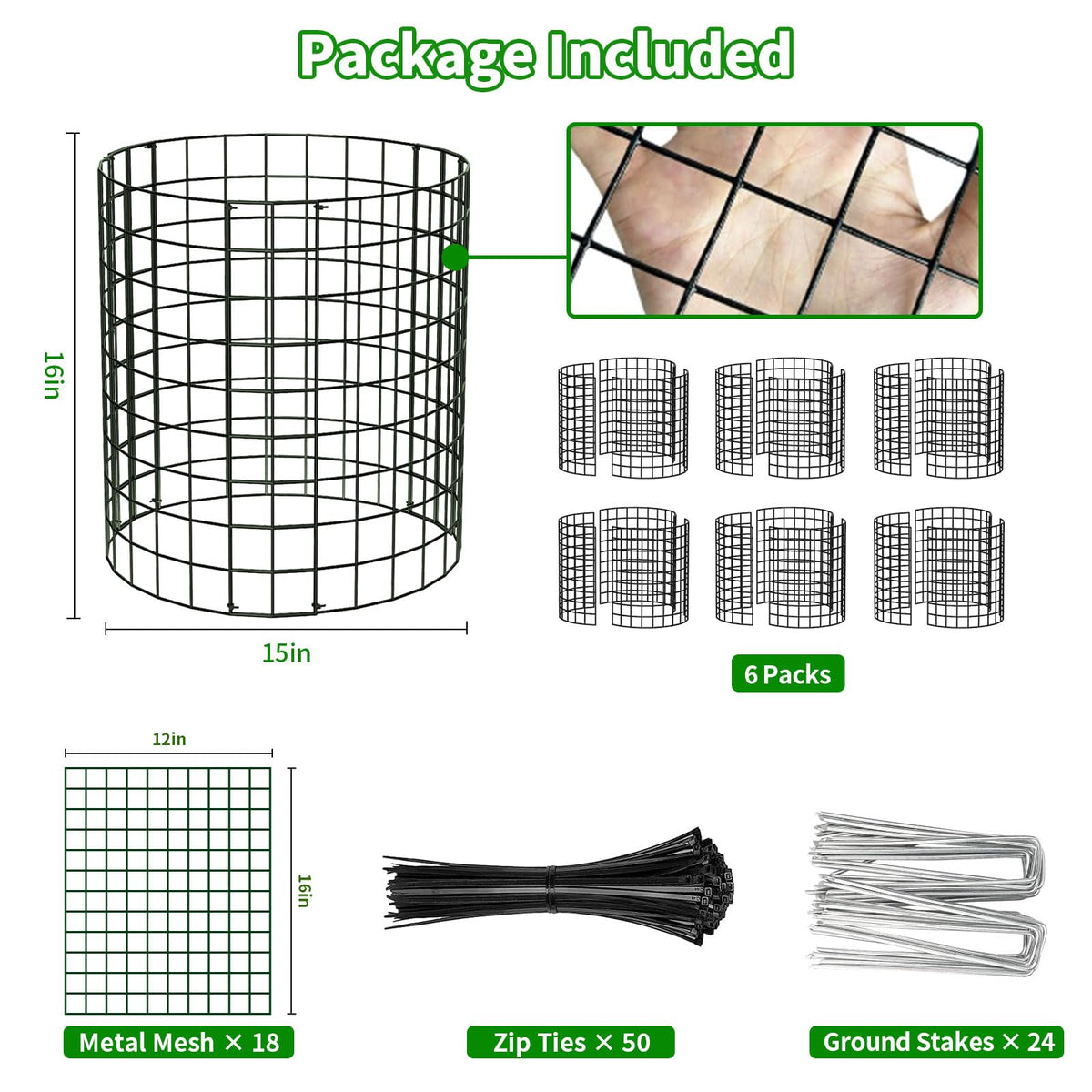 PASARA included ground stakes secure cages firmly in soil.