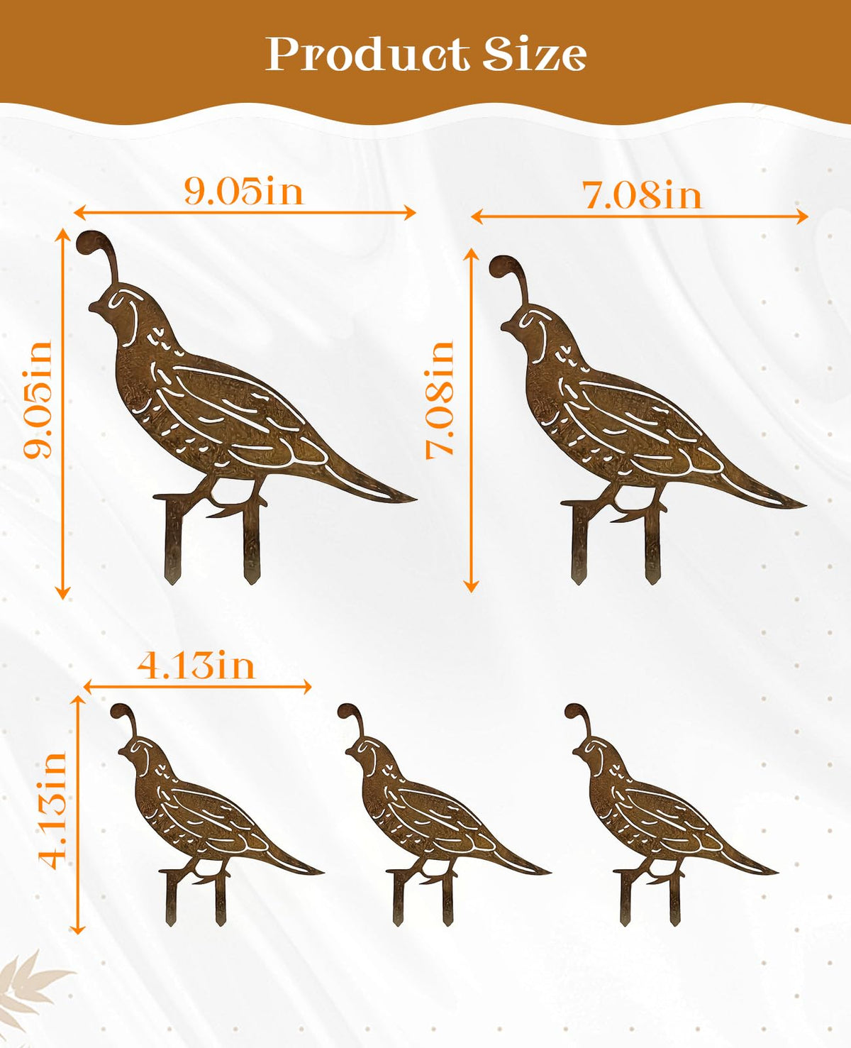 PASDUCHAS quail stake walking birds on lawn enhances outdoor charm