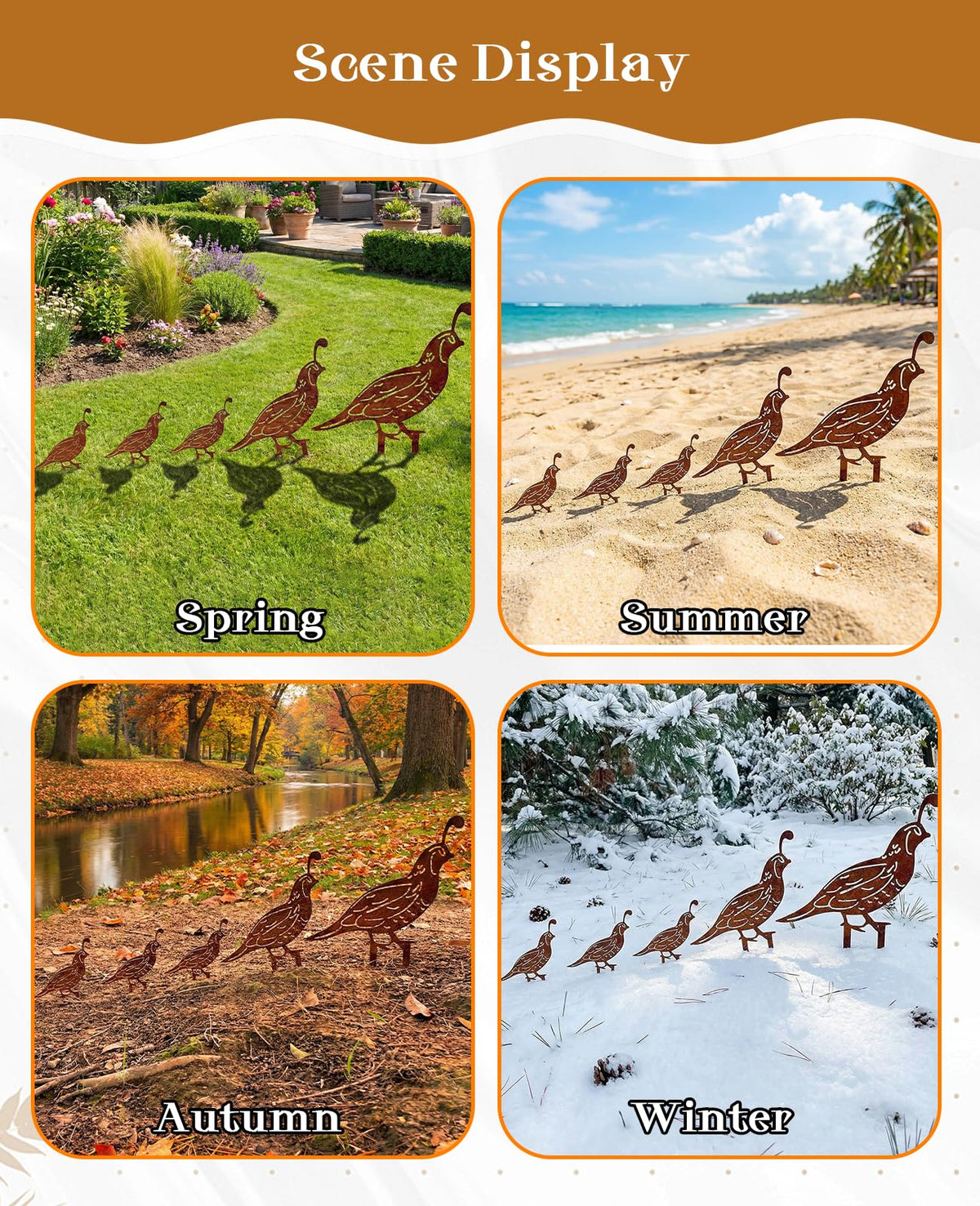 PASDUCHAS quail stake walking-birds range provides dynamic yard decor